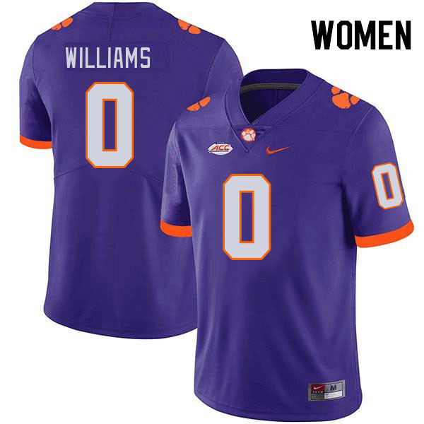Women #0 Antonio Williams Clemson Tigers College Football Jerseys Stitched-Purple
